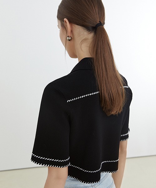 Fano Studios（ファノ ストゥディオズ）の「【Fano Studios】Gold button short Knit jacket FX21S150（ニット/セーター・レディース・ブラック/ホワイト・L/S/M）」の12枚目の写真