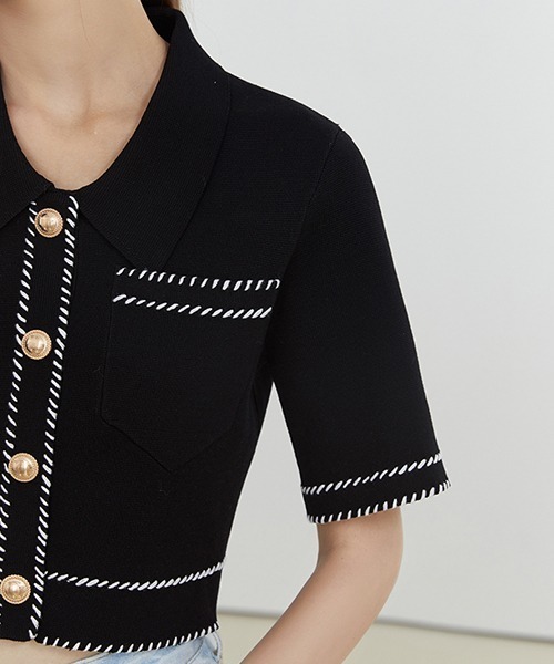 Fano Studios】Gold button short Knit jacket FX21S150