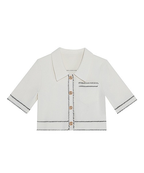 Fano Studios（ファノ ストゥディオズ）の「【Fano Studios】Gold button short Knit jacket FX21S150（ニット/セーター・レディース・ブラック/ホワイト・L/S/M）」の16枚目の写真