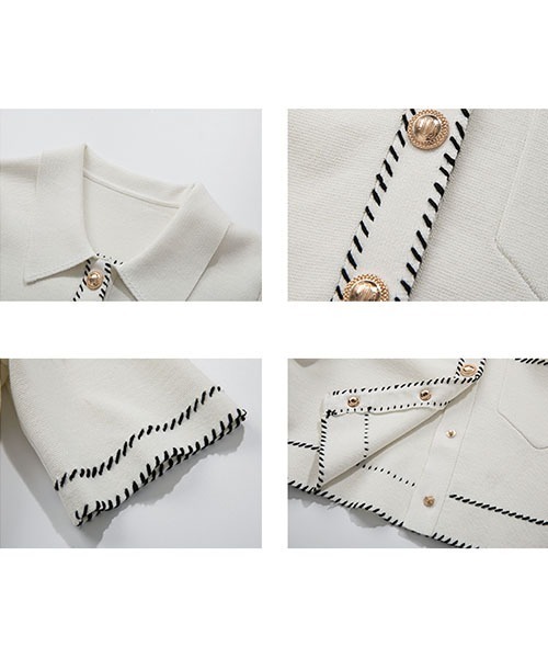 Fano Studios（ファノ ストゥディオズ）の「【Fano Studios】Gold button short Knit jacket FX21S150（ニット/セーター・レディース・ブラック/ホワイト・L/S/M）」の18枚目の写真