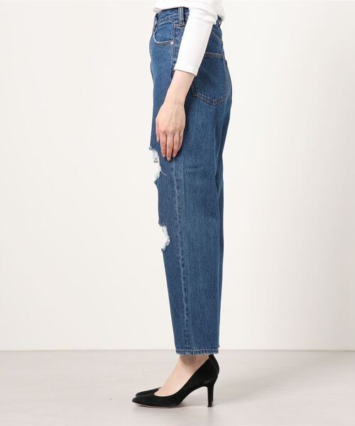 WEGO(ウィゴー)の「WEGO/クラッシュデニムストレートパンツ(デニムパンツ・レディース・ホワイト/ブラック/インディゴブルー/ライトインディゴブルー・SMALL/MEDIUM)」の5枚目の写真