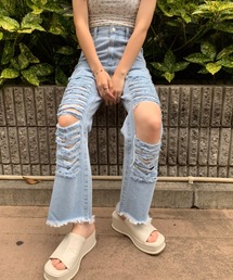 WEGO | WEGO/クラッシュデニムストレートパンツ(デニムパンツ)