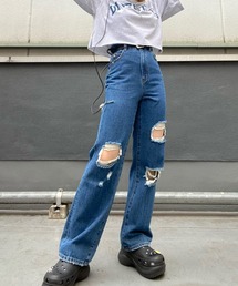 WEGO | WEGO/クラッシュデニムストレートパンツ(デニムパンツ)