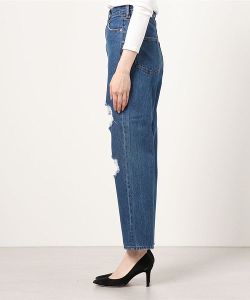 WEGO(ウィゴー)の「WEGO/クラッシュデニムストレートパンツ(デニムパンツ・レディース・ホワイト/ブラック/インディゴブルー/ライトインディゴブルー・SMALL/MEDIUM)」の8枚目の写真