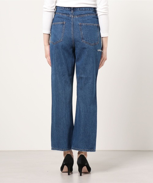 WEGO(ウィゴー)の「WEGO/クラッシュデニムストレートパンツ(デニムパンツ・レディース・ホワイト/ブラック/インディゴブルー/ライトインディゴブルー・SMALL/MEDIUM)」の9枚目の写真