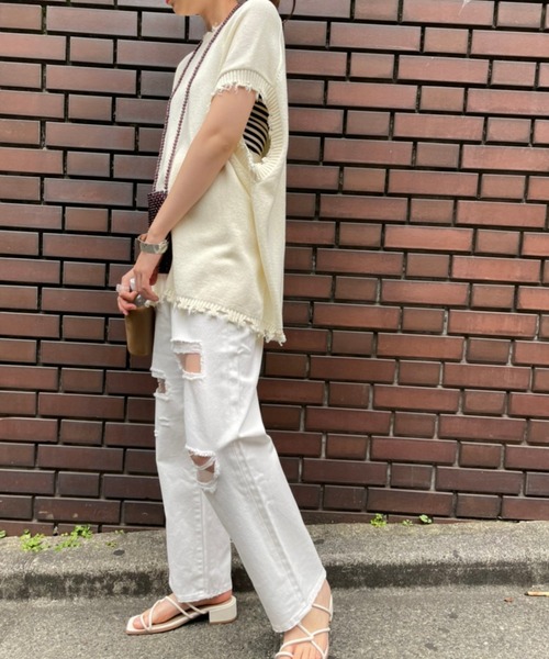 WEGO(ウィゴー)の「WEGO/クラッシュデニムストレートパンツ(デニムパンツ・レディース・ホワイト/ブラック/インディゴブルー/ライトインディゴブルー・SMALL/MEDIUM)」の20枚目の写真