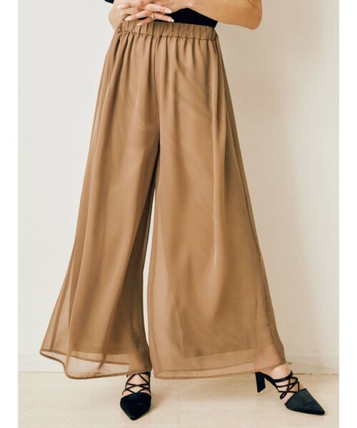 EVRIS(エヴリス)の「シアーワイドイージーパンツ(スラックス・レディース・ブラック/ベージュ/その他1/ブラウン・FREE)」の6枚目の写真