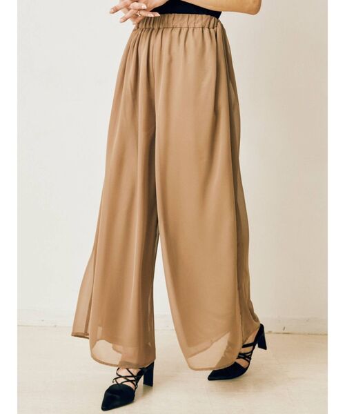 EVRIS(エヴリス)の「シアーワイドイージーパンツ(スラックス・レディース・ブラック/ベージュ/その他1/ブラウン・FREE)」の7枚目の写真