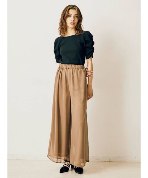 EVRIS(エヴリス)の「シアーワイドイージーパンツ(スラックス・レディース・ブラック/ベージュ/その他1/ブラウン・FREE)」の8枚目の写真