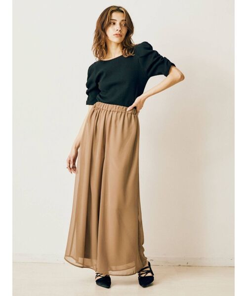 EVRIS(エヴリス)の「シアーワイドイージーパンツ(スラックス・レディース・ブラック/ベージュ/その他1/ブラウン・FREE)」の9枚目の写真