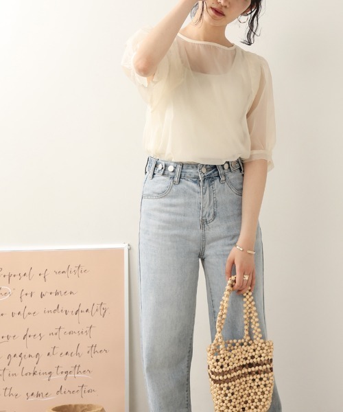 Bab(バブ)の「【WEB限定】ボリュームスリーブシアートップス(シャツ/ブラウス・レディース・ベージュ/ブラウン/グレー・38)」の14枚目の写真