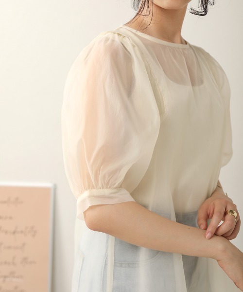 Bab(バブ)の「【WEB限定】ボリュームスリーブシアートップス(シャツ/ブラウス・レディース・ベージュ/ブラウン/グレー・38)」の16枚目の写真