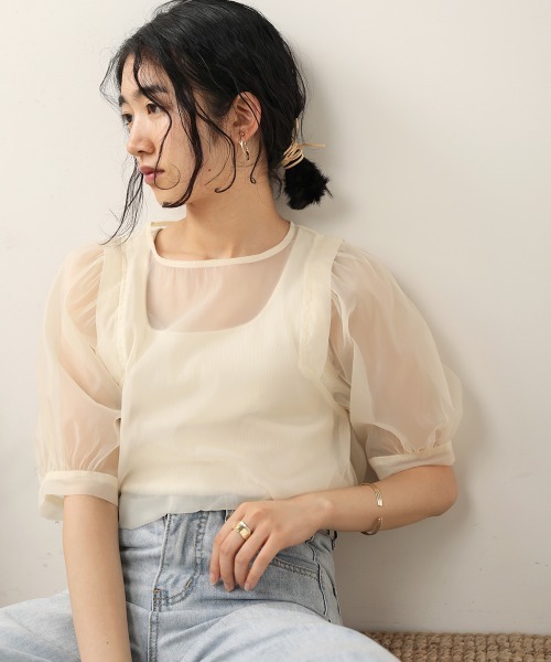 Bab(バブ)の「【WEB限定】ボリュームスリーブシアートップス(シャツ/ブラウス・レディース・ベージュ/ブラウン/グレー・38)」の17枚目の写真