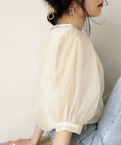 Bab(バブ)の「【WEB限定】ボリュームスリーブシアートップス(シャツ/ブラウス・レディース・ベージュ/ブラウン/グレー・38)」の20枚目の写真