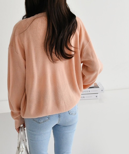 fd style（エフディ スタイル）の「【Chuzchuz】Vネックカーディガン（カーディガン/ボレロ・レディース・ネイビー/ピンク/イエロー/ライトベージュ・FREE）」の14枚目の写真