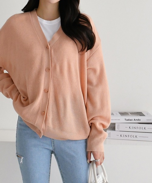 fd style（エフディ スタイル）の「【Chuzchuz】Vネックカーディガン（カーディガン/ボレロ・レディース・ネイビー/ピンク/イエロー/ライトベージュ・FREE）」の18枚目の写真