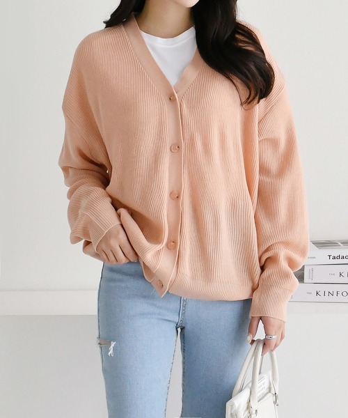 fd style（エフディ スタイル）の「【Chuzchuz】Vネックカーディガン（カーディガン/ボレロ・レディース・ネイビー/ピンク/イエロー/ライトベージュ・FREE）」の11枚目の写真