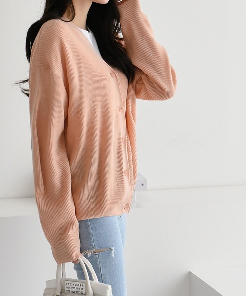 fd style（エフディ スタイル）の「【Chuzchuz】Vネックカーディガン（カーディガン/ボレロ・レディース・ネイビー/ピンク/イエロー/ライトベージュ・FREE）」の15枚目の写真