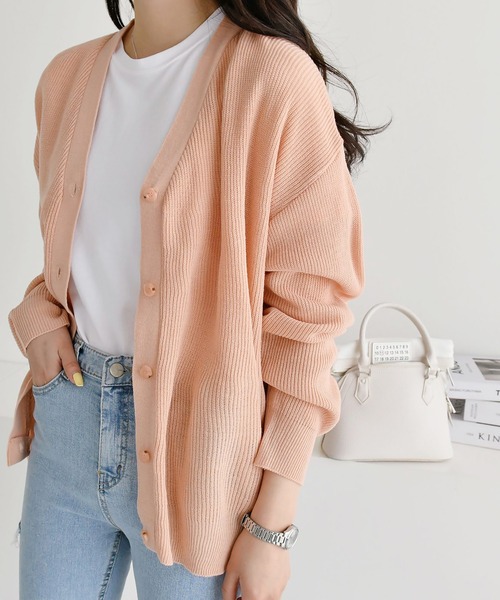 fd style（エフディ スタイル）の「【Chuzchuz】Vネックカーディガン（カーディガン/ボレロ・レディース・ネイビー/ピンク/イエロー/ライトベージュ・FREE）」の22枚目の写真