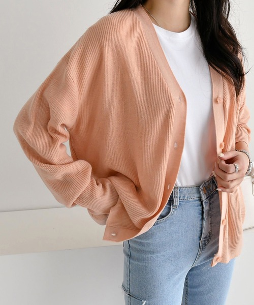 fd style（エフディ スタイル）の「【Chuzchuz】Vネックカーディガン（カーディガン/ボレロ・レディース・ネイビー/ピンク/イエロー/ライトベージュ・FREE）」の19枚目の写真