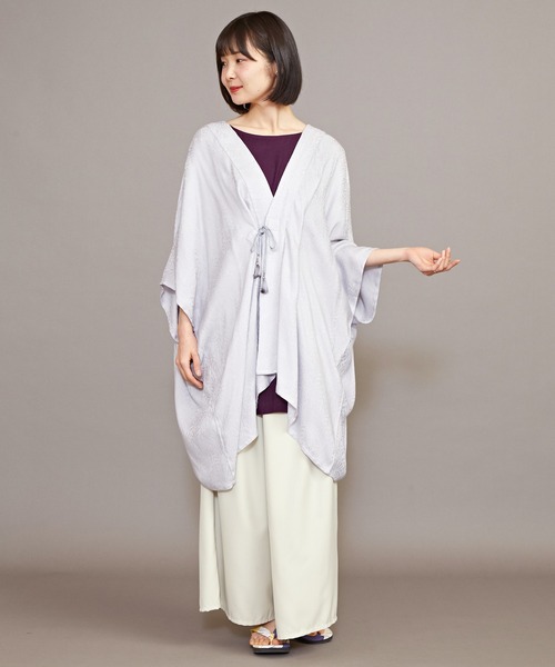 カヤ（カヤ）の「【カヤ】菊薫るUV羽織（カーディガン/ボレロ・レディース・ネイビー/グレー/ブルー/ライトパープル/グリーン/スミクロ/レッド・FREE）」の14枚目の写真