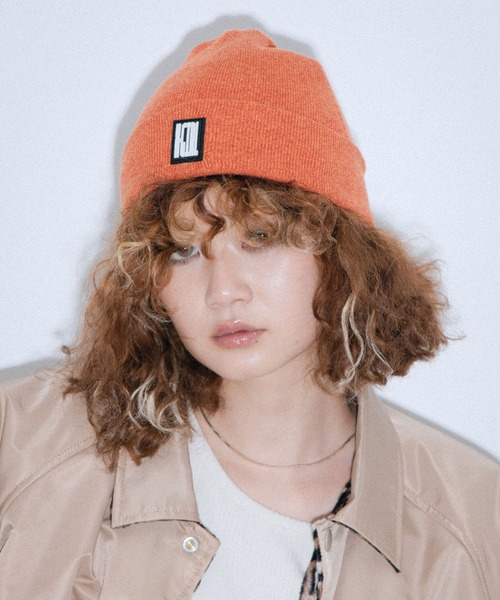 X-girl(エックスガール)の「MELANGE KNIT CAP(ニットキャップ/ビーニー・レディース・ホワイト/ブラック/オレンジ/ブルー・ONE SIZE)」の4枚目の写真