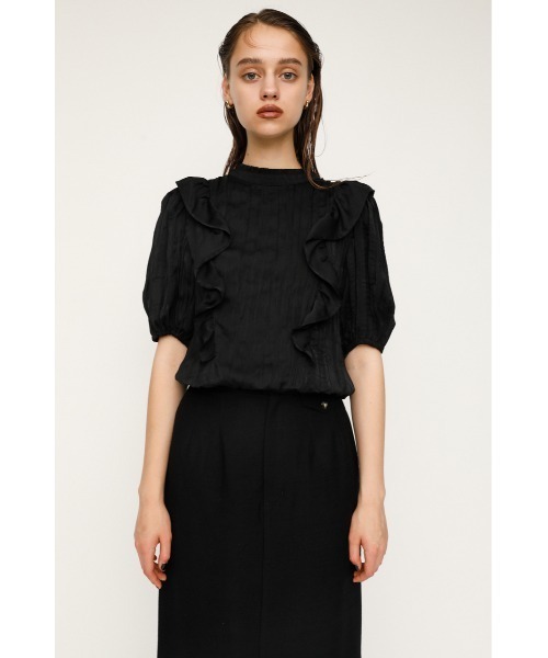 SLY(スライ)の「PLEATS FRILL TOPS プリーツフリル トップス(シャツ/ブラウス・レディース・ブラック/アイボリー/ライトグリーン・FREE)」の6枚目の写真