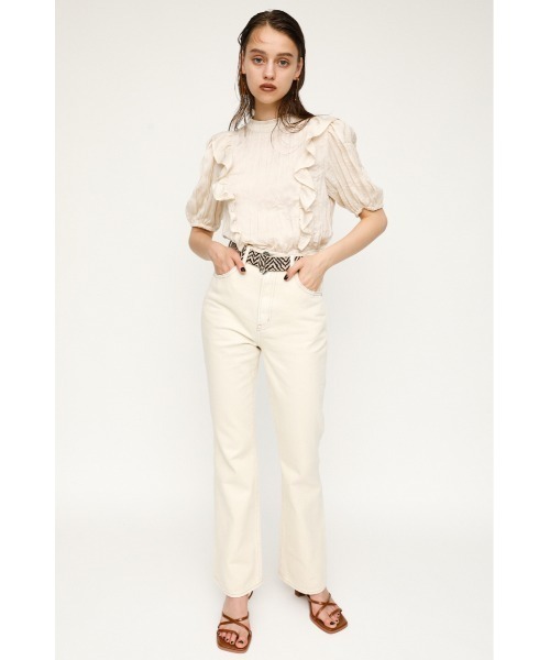 SLY(スライ)の「PLEATS FRILL TOPS プリーツフリル トップス(シャツ/ブラウス・レディース・ブラック/アイボリー/ライトグリーン・FREE)」の8枚目の写真