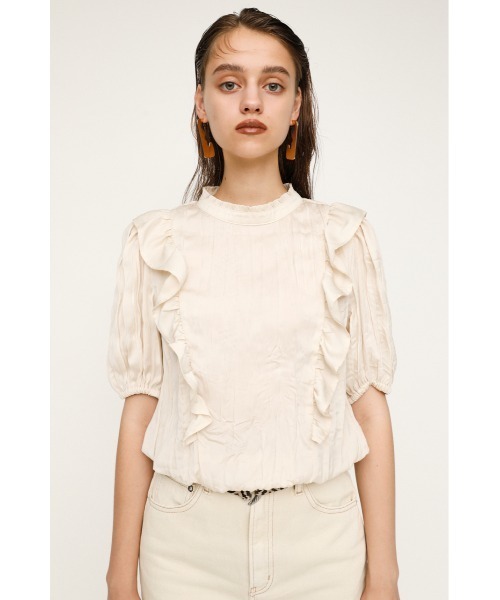 SLY(スライ)の「PLEATS FRILL TOPS プリーツフリル トップス(シャツ/ブラウス・レディース・ブラック/アイボリー/ライトグリーン・FREE)」の20枚目の写真