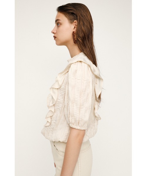 SLY(スライ)の「PLEATS FRILL TOPS プリーツフリル トップス(シャツ/ブラウス・レディース・ブラック/アイボリー/ライトグリーン・FREE)」の16枚目の写真