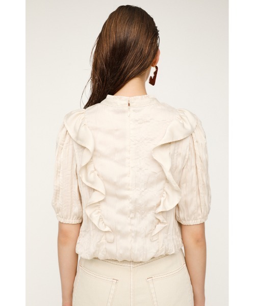SLY(スライ)の「PLEATS FRILL TOPS プリーツフリル トップス(シャツ/ブラウス・レディース・ブラック/アイボリー/ライトグリーン・FREE)」の4枚目の写真