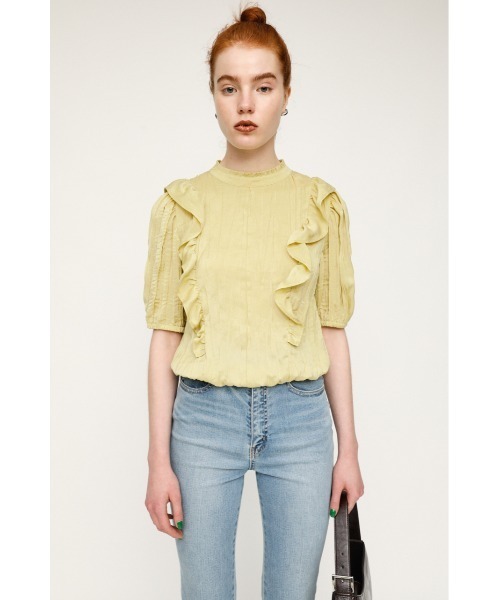 SLY(スライ)の「PLEATS FRILL TOPS プリーツフリル トップス(シャツ/ブラウス・レディース・ブラック/アイボリー/ライトグリーン・FREE)」の21枚目の写真