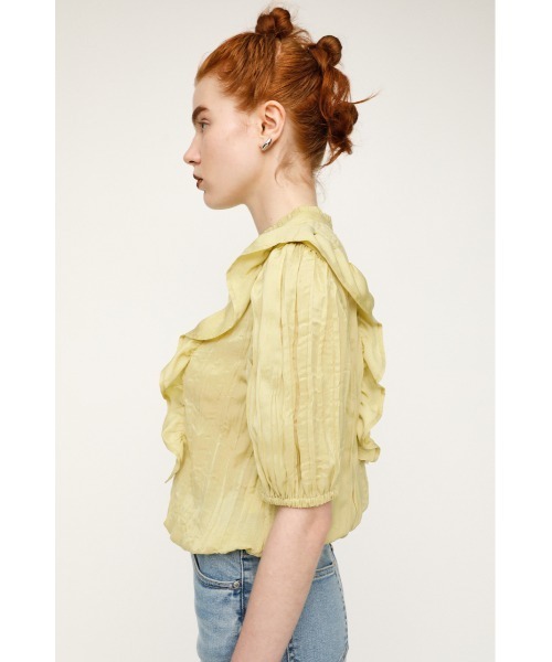SLY(スライ)の「PLEATS FRILL TOPS プリーツフリル トップス(シャツ/ブラウス・レディース・ブラック/アイボリー/ライトグリーン・FREE)」の7枚目の写真
