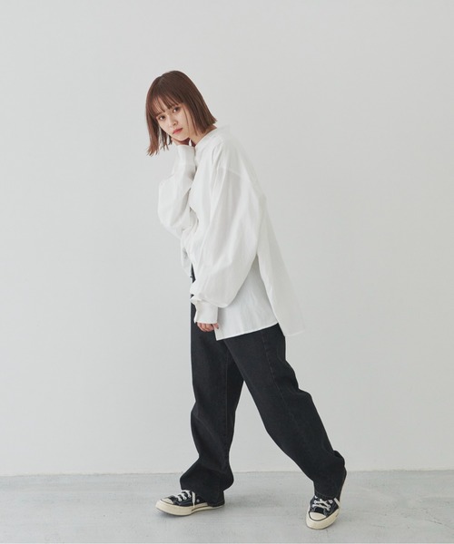 flaner(フラネ)の「ルーズバンドカラーシャツ(シャツ/ブラウス・レディース・ホワイト/ベージュ・FREE)」の8枚目の写真