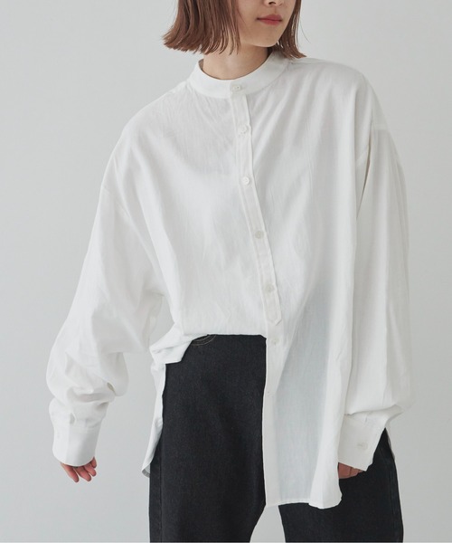 flaner(フラネ)の「ルーズバンドカラーシャツ(シャツ/ブラウス・レディース・ホワイト/ベージュ・FREE)」の20枚目の写真