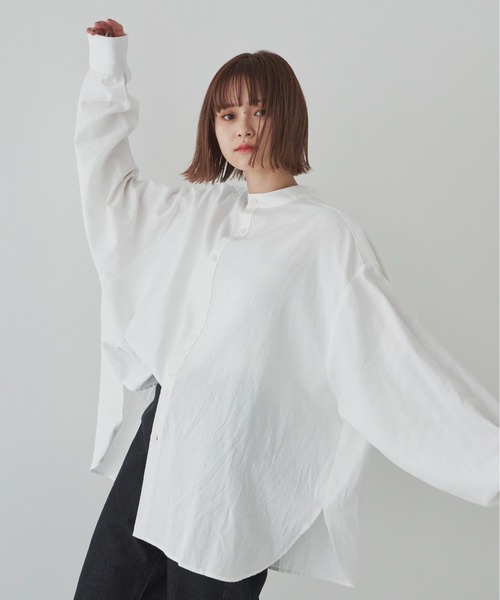 flaner(フラネ)の「ルーズバンドカラーシャツ(シャツ/ブラウス・レディース・ホワイト/ベージュ・FREE)」の21枚目の写真