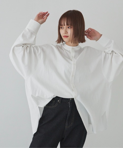 flaner(フラネ)の「ルーズバンドカラーシャツ(シャツ/ブラウス・レディース・ホワイト/ベージュ・FREE)」の22枚目の写真