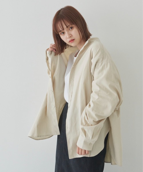 flaner(フラネ)の「ルーズバンドカラーシャツ(シャツ/ブラウス・レディース・ホワイト/ベージュ・FREE)」の9枚目の写真