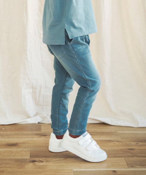 BRANSHES（ブランシェス）の「【イージー&イージー】テーパードパンツ　デニムニット/無地/チェック（その他パンツ・キッズ・ブラック/グレー/ブルー/カーキオリーブ/キャメル・90cm/110cm/100cm/120cm/130cm/140cm/150cm）」の4枚目の写真