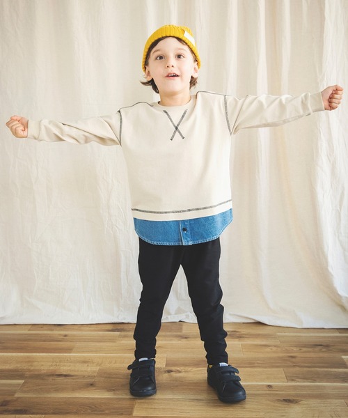 BRANSHES（ブランシェス）の「【イージー&イージー】テーパードパンツ　デニムニット/無地/チェック（その他パンツ・キッズ・ブラック/グレー/ブルー/カーキオリーブ/キャメル・90cm/110cm/100cm/120cm/130cm/140cm/150cm）」の11枚目の写真