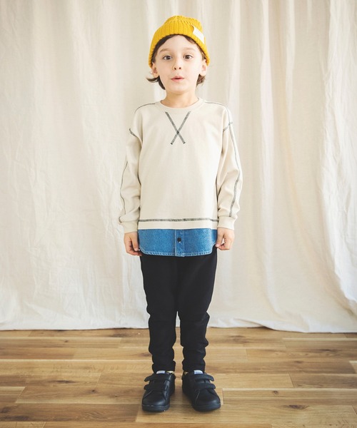 BRANSHES（ブランシェス）の「【イージー&イージー】テーパードパンツ　デニムニット/無地/チェック（その他パンツ・キッズ・ブラック/グレー/ブルー/カーキオリーブ/キャメル・90cm/110cm/100cm/120cm/130cm/140cm/150cm）」の9枚目の写真