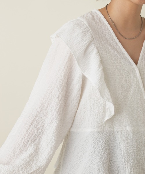 Kastane（カスタネ）の「フクレジャガードカシュクールカーデ（シャツ/ブラウス・レディース・オフホワイト/ベージュ・FREE）」の12枚目の写真