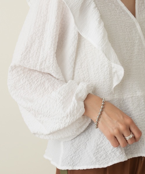 Kastane（カスタネ）の「フクレジャガードカシュクールカーデ（シャツ/ブラウス・レディース・オフホワイト/ベージュ・FREE）」の13枚目の写真