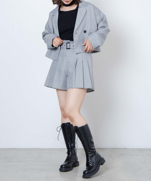 WEGO（ウィゴー）の「WEGO/ベルトタックプリーツキュロット（スカート・レディース・ブラウン/ベージュ系その他2/ブラック系その他2・FREE）」の7枚目の写真