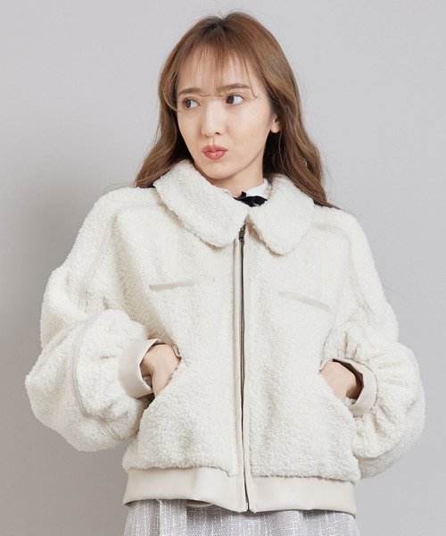 TITTY&CO.(ティティーアンドコー)の「レザーパイピングボアブルゾン(ブルゾン・レディース・オフホワイト/ブラック/モカ・FREE)」の21枚目の写真