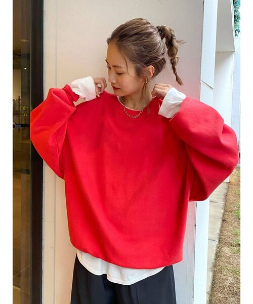 Ungrid（アングリッド）の「ウォッシュルーズスウェット(トレーナー)（スウェット・レディース・ブラウン/レッド/アイボリー・FREE）」の4枚目の写真