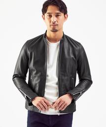 Lサイズ◎ GREEN LABEL RELAXING 羊革 シングルライダース green label relaxing ライダース M 茶 【古着】【中古】【送料