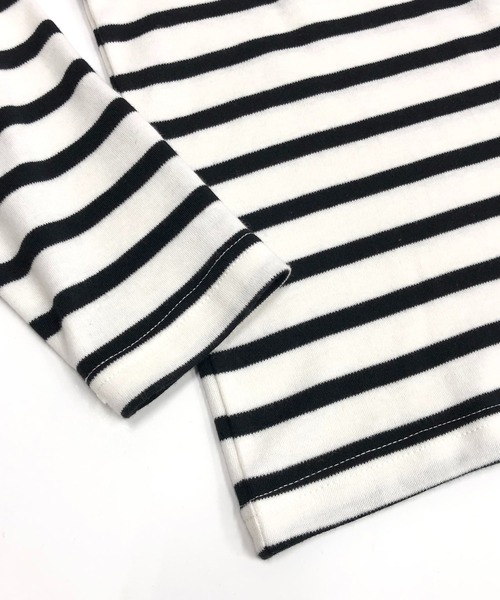 Beno(ビーノ)の「マイクロスムース ボーダータートルネック カットソー(Tシャツ/カットソー・メンズ・ホワイト×ブラック/ブラック×ホワイト・L/LL/M)」の19枚目の写真