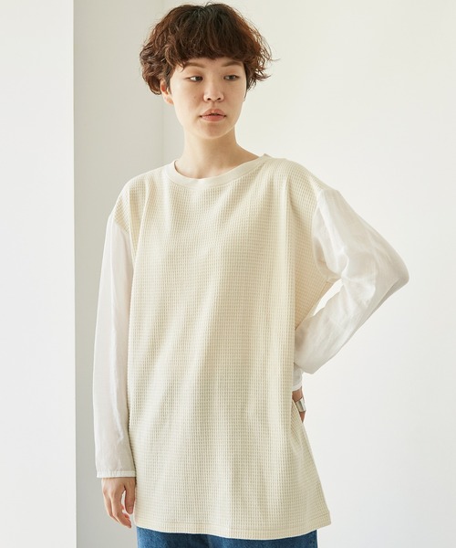 nitca(ニトカ)の「ワッフルジャガード コンビプルオーバー(Tシャツ/カットソー・レディース・キナリ/チャコールグレー・FREE)」の14枚目の写真