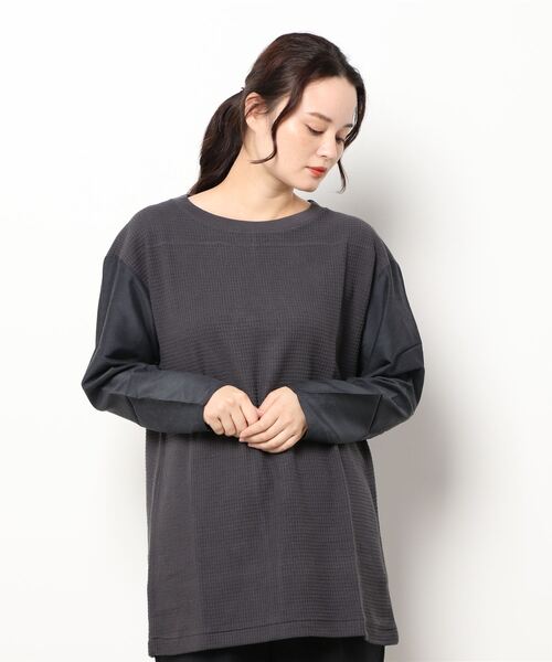 nitca(ニトカ)の「ワッフルジャガード コンビプルオーバー(Tシャツ/カットソー・レディース・キナリ/チャコールグレー・FREE)」の21枚目の写真